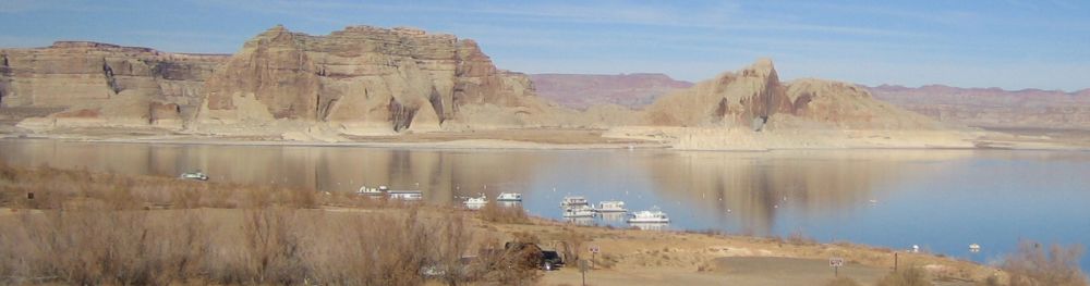 Lake powell - see the bright zone at the rocks. The level is decades of feet lower than normal.