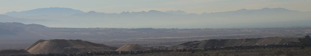 Las Vegas from a distance of 14 miles. The city inside a fog cloud.